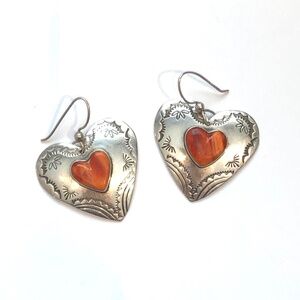 Joan Slifka J Slifka Heart Earrings, Sterling Silver/Spiny Oyster